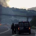 Enfrentamientos entre mineros y policía en el pozo Sotón de Hunosa