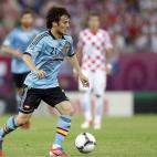 David Silva, con el balón controlado