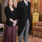 Durante la recepción a los diplomáticos en enero, junto a su marido.