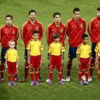 El once inicial de España.