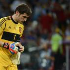 Casillas, segundos antes del inicio del partido.