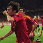 Silva celebra el primer gol.