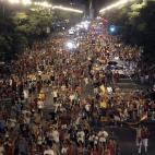 El Paseo de la Castellana de Madrid tras el partido.