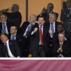 Mariano Rajoy animando a la Selección desde el palco presidencial