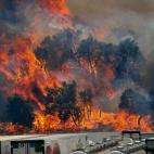 Las llamas devoran los árboles próximos a la aduana de localidad gerundense.