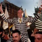 José María Ruiz Mateos llegó a la Audiencia Nacional disfrazado de presidario en noviembre de 1997