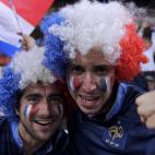 Seguidores de la selección francesa antes del comienzo del choque.
