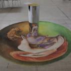 El dibujo final de Leon Keer en el festival de arte de la ciudad inglesa de Milton Keynes