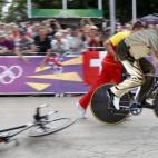 A toda velocidad en la prueba de ciclismo en pista.