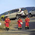 Miembros de la Unidad Militar de Emergencias (UME), en el centro de control de extinción del incendio que afecta al Parque Nacional de Cabañeros,