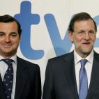 Rajoy junto al presidente de RTVE, Leopoldo González-Echenique
