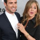 Con Justin Theroux en la presentación de 'The Leftovers' en 2014