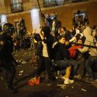 Los manifestantes al lado del Museo de arte Thyssen-Bornemisza