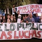 Una de las pancartas de este miércoles