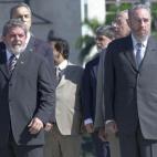 El expresidente brasileño, Luis Ignacio Lula Da Silva, en la Plaza de la Revolución con Castro