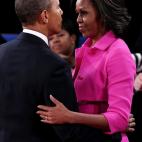 Los Obama durante el segundo debate presidencial