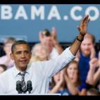 Barack Obama en plena campaña política en el estado de Iowa.