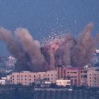 Vista desde territorio israelí de los bombardeos en Gaza