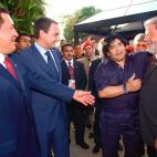 En 2005, con el expresidente brasileño, Luiz Inacio Lula da Silva; el expresidente español, José Luis Rodríguez Zapatero; el exfutbolista argentino, Diego Armando Maradona
