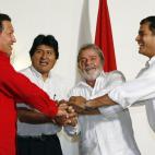 En 2008, con Morales, Lula y Correa
