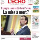 "España: la austeridad en la arena. ¿El asesinato?", se pregunta 'L'Echo'.