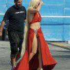 En el set de rodaje de American Horror Story Hotel en septiembre de 2015.