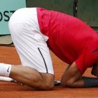 Nadal celebra la victoria ante Djokovic.