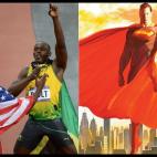 Cada vez que un atleta se pone una bandera para celebrar una medalla aumenta su parecido con un superhéroe con capa, tipo Superman. En la foto, Usain Bolt (dcha.) y Justin Gatlin (izda.).