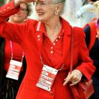 Con esta acreditación, la Reina Margarita de Dinamarca se dio un paseo por la villa olímpica el pasado 8 de agosto. | Afp