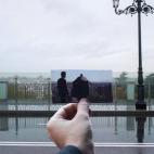 En el viaducto de Segovia antes de que pusieran los cristales de seguridad.