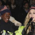 Con su hijo David Banda apoyando a Hillary Clinton en las elecciones de 2016