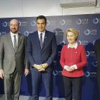 Fotografía del twitter de Pedro Sánchez de la reunión que el presidente del Gobierno en funciones ha mantenido hoy varios de los mandatarios europeos.