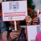 Protesta en recuerdo del periodista Jamal Khashoggi, asesinado por el gobierno saud&iacute; en su consulado de Estambul. Fue a arreglar unos papeles para su boda y nunca m&aacute;s sali&oacute;. Las investigaciones confirman que fue asfixiado y ...