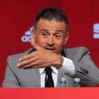 El nuevo seleccionador nacional de fútbol, Luis Enrique Martínez, durante la rueda de prensa celebrada este miércoles en la sede de la Ciudad del Fútbol en su presentación como nuevo técnico de la selección en sustitución de Robert Moreno.