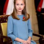 Leonor durante la imposici&oacute;n del Tois&oacute;n de Oro en enero de 2018.
