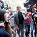 El exjugador del Zaragoza, Gabi, a su llegada al primer gran juicio en Espa&ntilde;a por el posible ama&ntilde;o de un encuentro, el que disputaron el Levante y el Zaragoza en la &uacute;ltima jornada de la campa&ntilde;a 2010-2011.