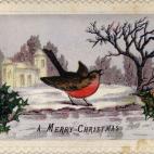 Un pajarillo gorgea y felicita las navidades y el año nuevo 1865.