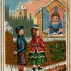 Casas, castillos, niños, sopa y pajaritos. ¿Se puede pedir más? Sobre 1870.