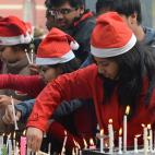 Celebraciones en la catedral del Sagrado Corazón en Nueva Delhi, India.