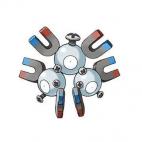 Type: Electric, Steel Skill: Dries up moisture in the vicinity, disrupts radio waves, disrupts electricity, can set off a magnetic storm, stops TV sets from displaying properly. How is this an evolution? This is just three small Pokemon hanging ...