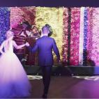 La 'mesa dulce' se sustituyó por una pared llena de chucherías con un samurai y una geisha.