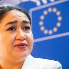 Jewher Ilham, hija del Premio Sájarov, en un acto el Estrasburgo, el 17 de diciembre