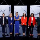 Irene Montero, Ana Pastor (PP), Ana Pastor (moderadora), Inés Arrimadas, María Jesús Montero y Rocío Monasterio
