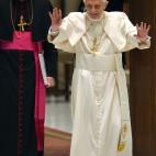 Pope Benedict XVI (R) and his personal secretary Georg Gaenswein arrive for the weekly general audience on February 06, 2013 at the Paul VI hall at the Vatican. AFP PHOTO / VINCENZO PINTO (Photo credit should read VINCENZO PINTO/AFP/Getty...