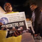 ROME - APRIL 19: A vendor sells newly printed newspapers announcing the election of Pope Benedict XVI, Cardinal Joseph Ratzinger, April 19, 2005 in Rome, Italy. The 265th Pope will lead the world's 1 billion Catholics. (Photo by Mario Tama/Get...