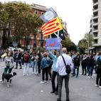 Manifestantes, en la previa del acto