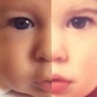 Mi hijo a la izquierda y yo a la derecha.