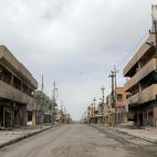 Edificios destrozados y calles desiertas en Qaraqosh.