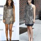 Emma Watson fue al programa de DavidLetterman en julio de 2001 con este modelazo asimétrico de lentejuelas de Balmain. Paula Echevarría lo llevaría en la Vogue Fashion Night Out unos meses después.