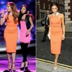 Los cuerpos de la cantante y la diseñadora no tienen nada que ver, pero a las dos les favorecía este modelo naranja.